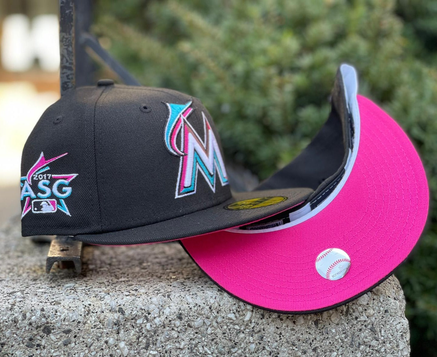 Product - Black Miami Marlins Fusion Pink Bottom 2017 All Star Game Side Patch New Era 59Fifty Fitted