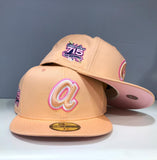 Peach Atlanta Braves Pink Bottom 25th Anniversary Side Patch New Era 59Fifty Fitted