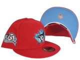 Red Toronto Blue Jays Icy Blue Bottom Bottom 25th Anniversary Side Patch New Era 59Fifty Fitted