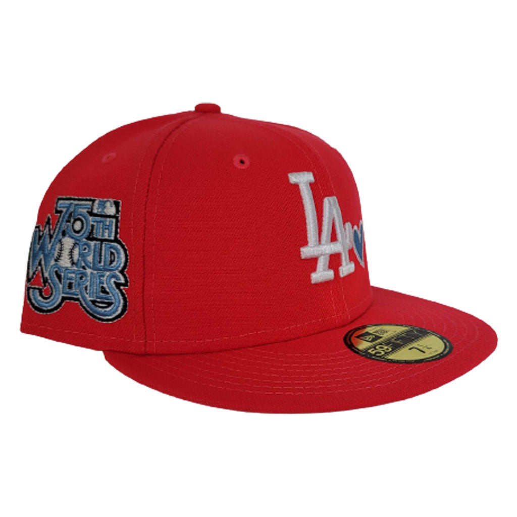 Tan Heart Los Angeles Dodgers Icy Blue Bottom 75th World Series Champions  New Era 59Fifty Fitted
