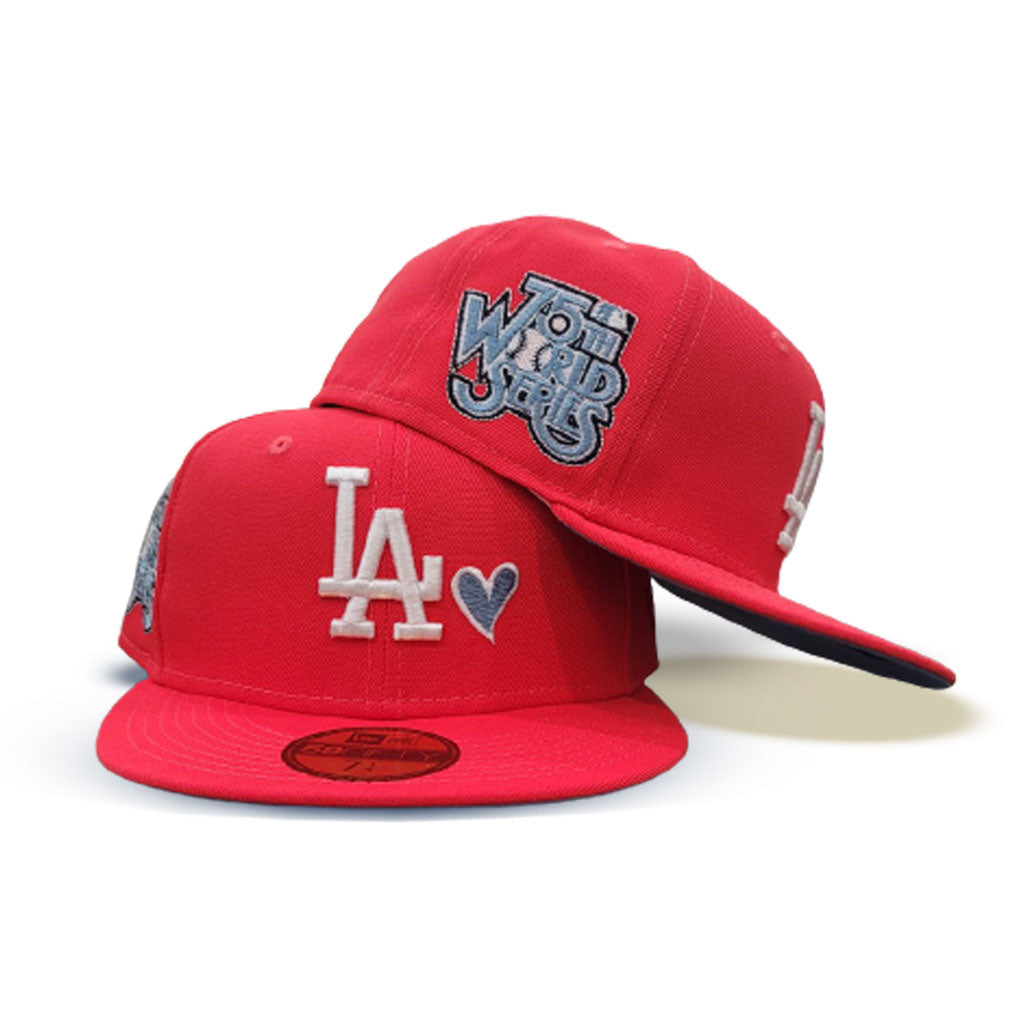 Infrared Heart Los Angeles Dodgers Icy Blue Bottom 75th World Series Side  Patch New Era 59Fifty Fitted