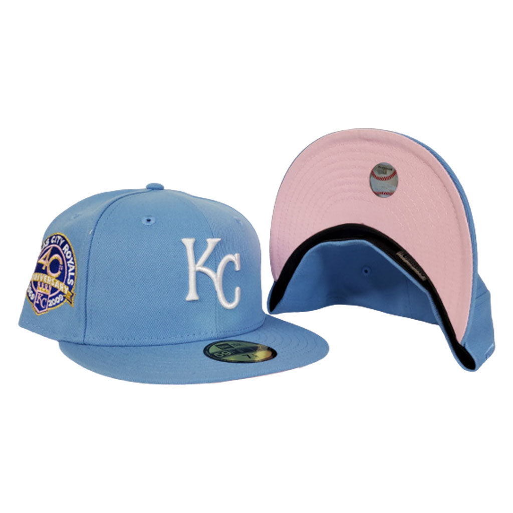 New Era 59FIFTY Silky Pink UV Kansas City Royals 40th Anniversary Patch Hat - Light Blue Light Blue / 7 1/8