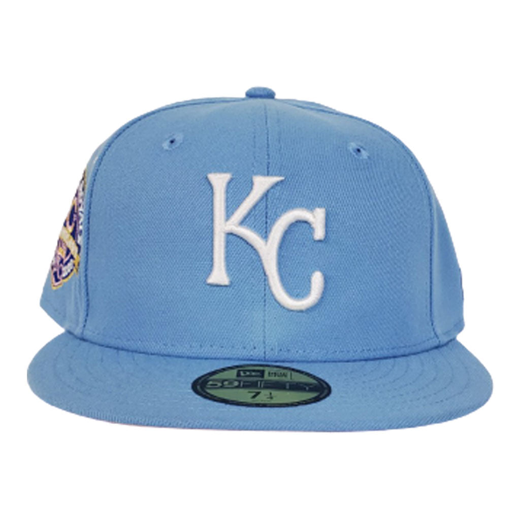 Kansas City Royals Sky Blue Pink Bottom 40th Anniversary New Era 59Fifty Fitted
