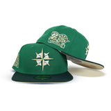 Kelly Green Seattle Mariners Forest Green Visor Vegas Gold Bottom 20th Anniversary Side Patch New Era 59Fifty Fitted