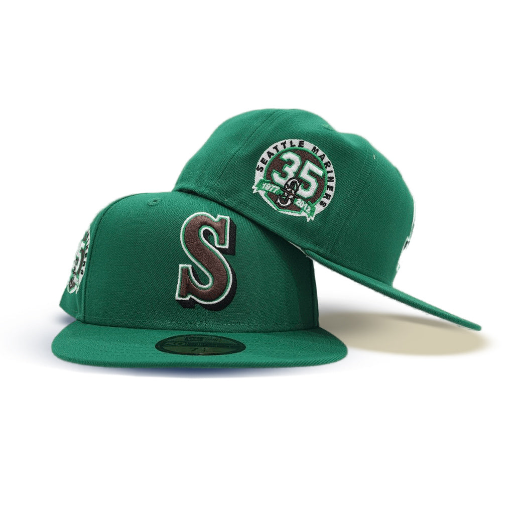 Kelly Green Seattle Mariners Gray Bottom 35th Anniversary Side Patch New Era 59FIFTY Fitted 8