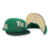 Kelly Green Tampa Bay Rays Forest Green Visor Vegas Gold Bottom Tropicana Field Side Patch New Era 59Fifty Fitted