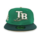 Kelly Green Tampa Bay Rays Forest Green Visor Vegas Gold Bottom Tropicana Field Side Patch New Era 59Fifty Fitted
