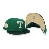Kelly Green Texas Rangers Forest Green Visor Vegas Gold Bottom 40th Anniversary Side Patch New Era 59Fifty Fitted