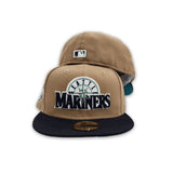 Khaki Seattle Mariners Navy Blue Visor Aqua Bottom 2023 All Star Game Side Patch New Era 59Fifty Fitted