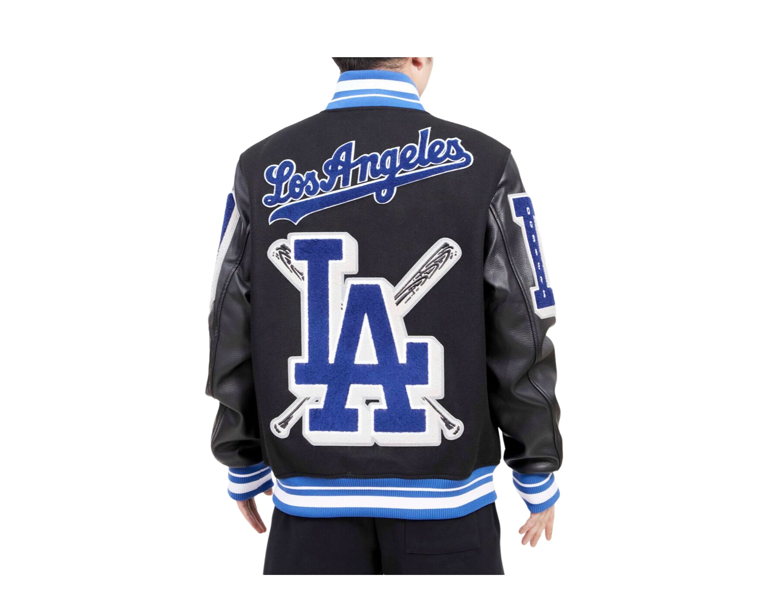 Black Los Angeles Dodgers Pro Standard Logo Mashup Wool Varsity Heavy Jacket 2XL