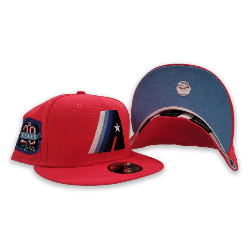 Lava Red Houston Astros Icy Blue Bottom 20th Anniversary Side Patch New Era 59FIFTY Fitted Hat 7 1/2