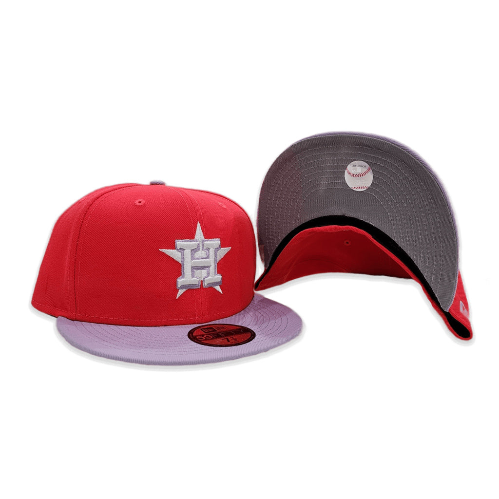 Lava Red Houston Astros Lavender Visor Gray Bottom Color Pack New Era 59Fifty Fitted
