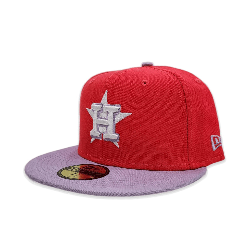 Lava Red Houston Astros Lavender Visor Gray Bottom Color Pack New Era 59Fifty Fitted
