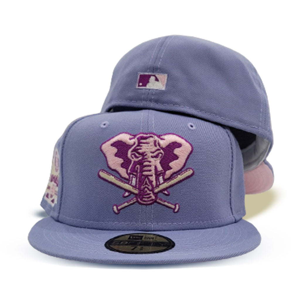 https://exclusivefitted.com/cdn/shop/products/Lavender-Oakland-Athletics-Pink-Bottom-40th-Anniversary-Side-Patch-New-Era-59Fifty-Fitted---2.jpg?v=1634970107