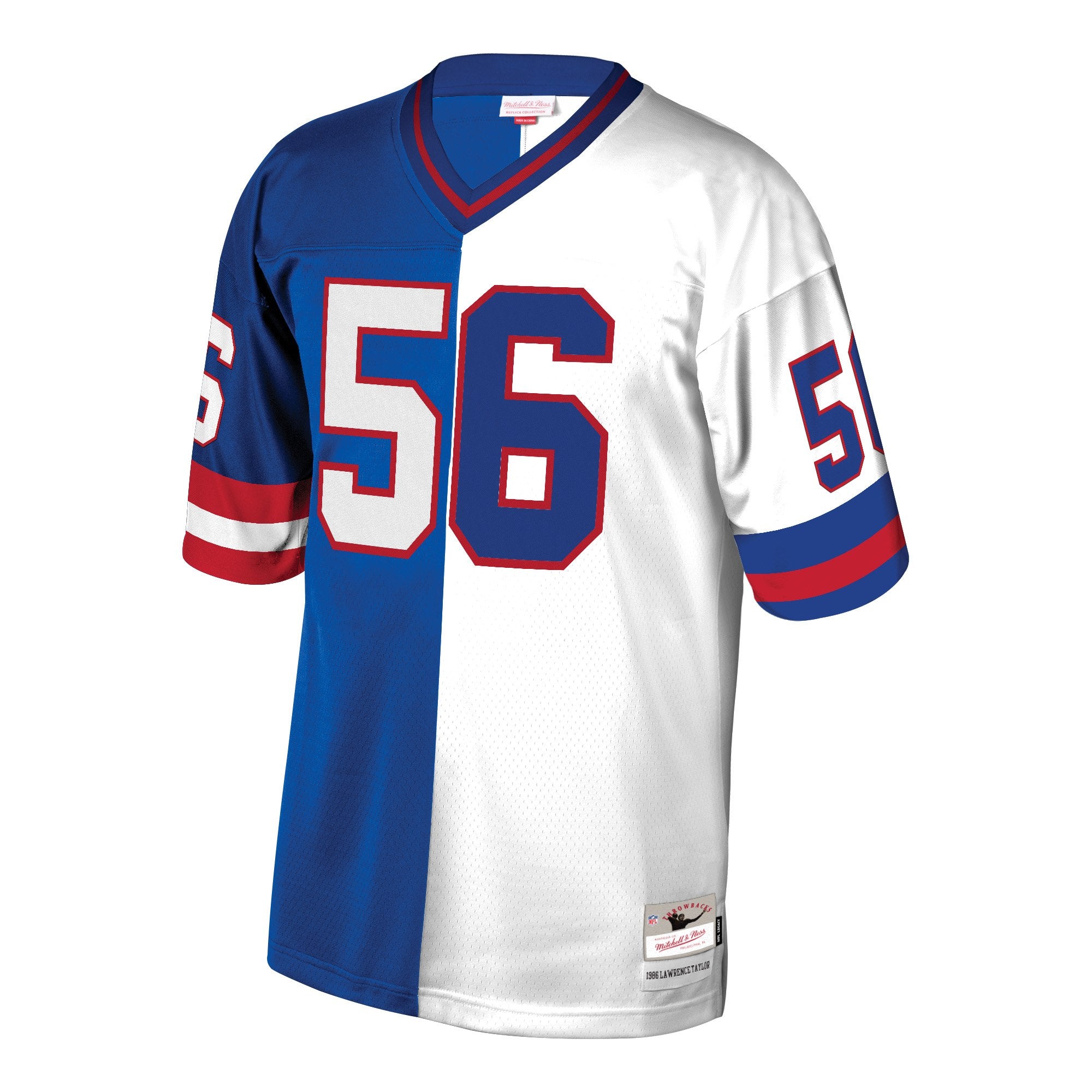 new york giants gear Lawrence Taylor New York Giants Mitchell & Ness Retired Player Split Replica Jersey – Royal/White