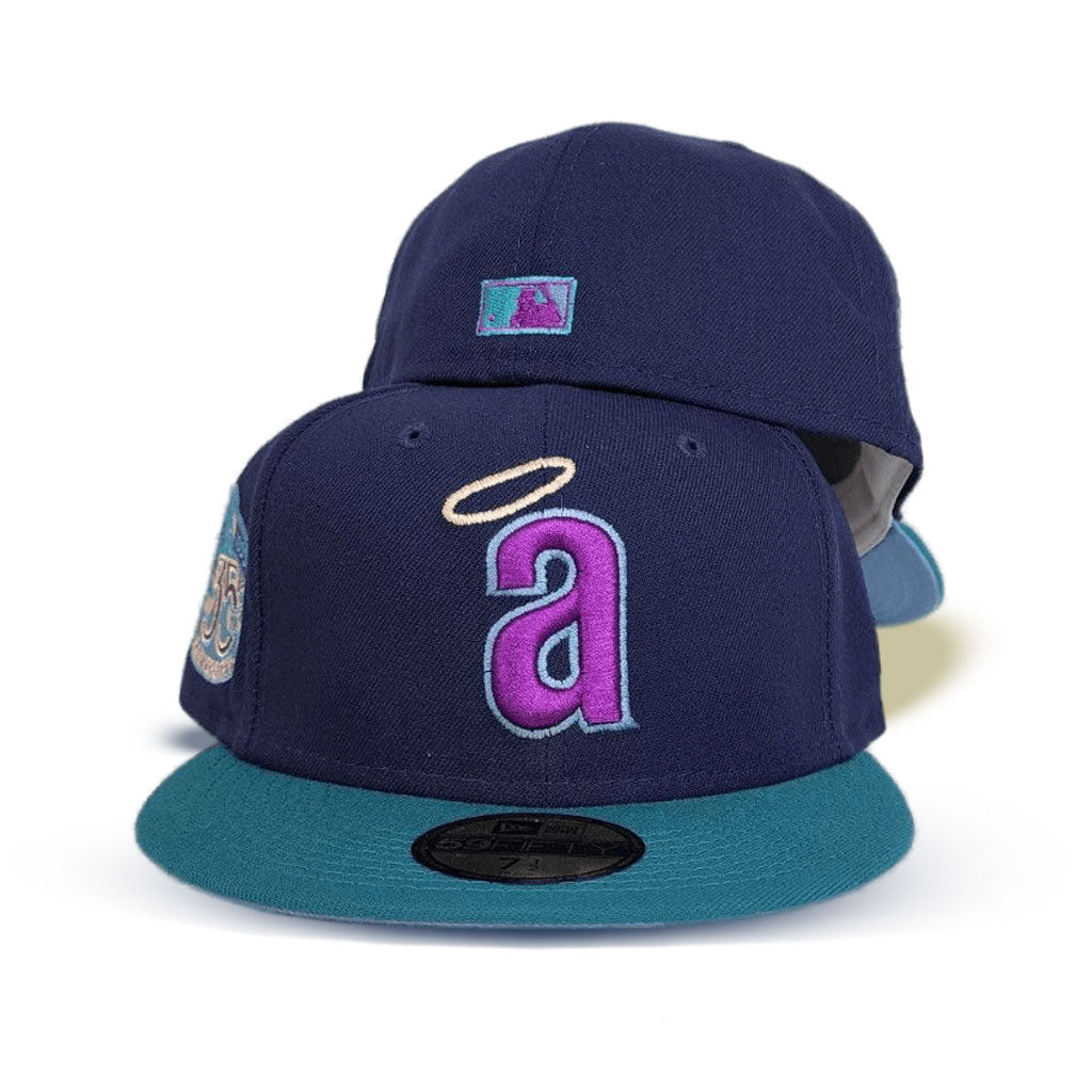 Light Navy Calfornia Angels Aqua visor Icy Blue Bottom 35th Anniversary Side Patch New Era 59Fifty Fitted