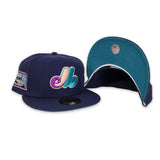 Light Navy Montreal Expos Aqua Bottom Olympic Stadium Side patch New Era 59Fifty Fitted