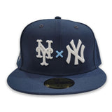 Light Navy New York Yankees X New York Mets Icy Blue Bottom 2000 Subway Series Side Patch New Era 59Fifty Fitted