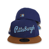 Light Navy Script Pittsburgh Pirates Toast Visor Green Bottom Three Rivers Stadium Side Patch New Era 59Fifty Fitted