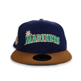 Light Navy Script Seattle Mariners Toast Visor Aqua Bottom 2001 All Star Game Side Patch New Era 59Fifty Fitted
