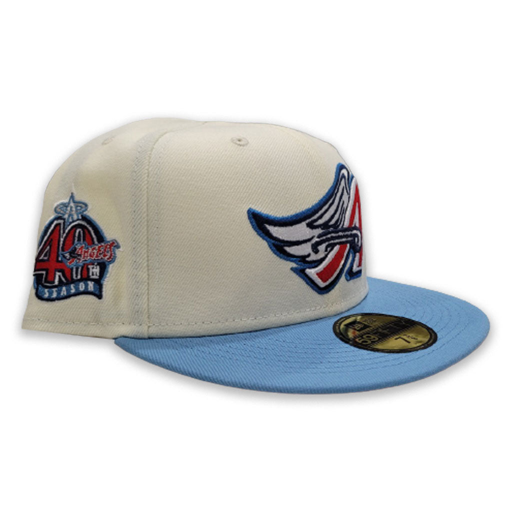 Navy Blue Los Angeles Angels Icy Blue Bottom 40th Season Side Patch New Era 59FIFTY Fitted 71/2