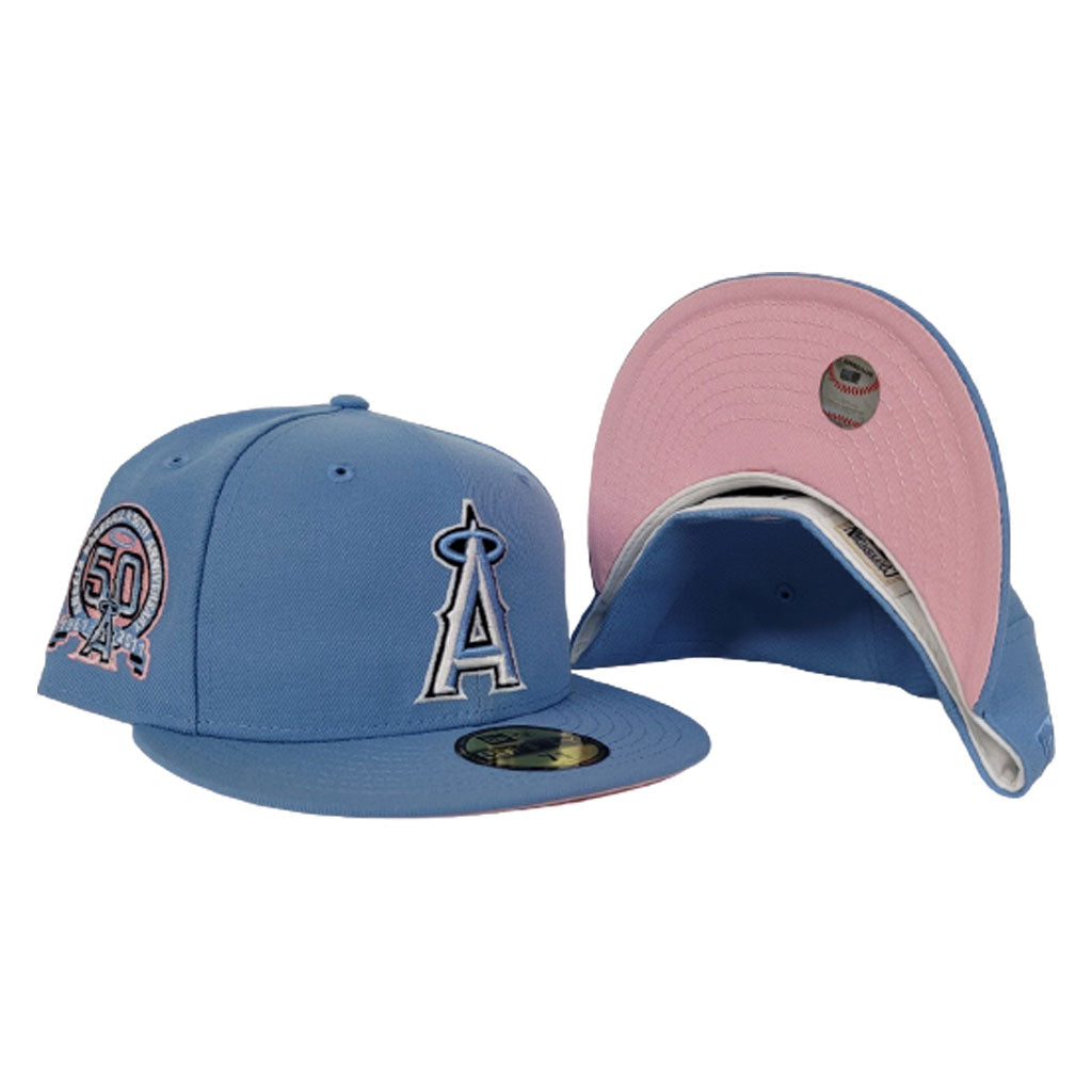 Los Angeles Angels Sky Blue Pink Bottom 50th Anniversary New Era 59Fifty  Fitted