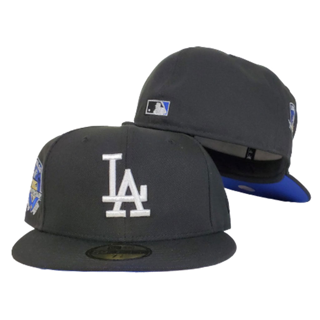 Los Angeles Dodgers Black Royal Blue Bottom 50th Anniversary New Era 59Fifty Fitted