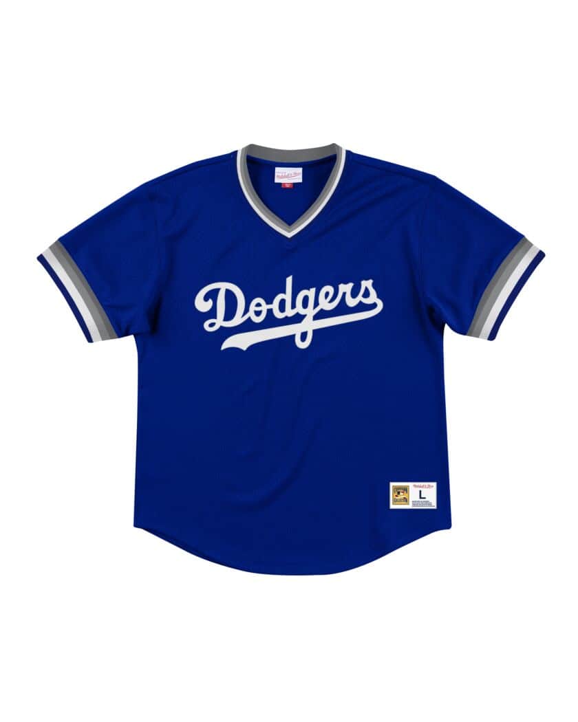 dodgers gear Los Angeles Dodgers LA Mitchell & Ness Mesh V-Neck Blue Jersey