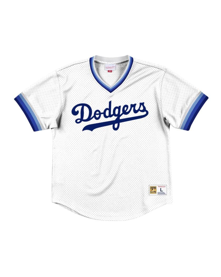 Los Angeles Dodgers LA Mitchell & Ness Mesh V-Neck White Jersey