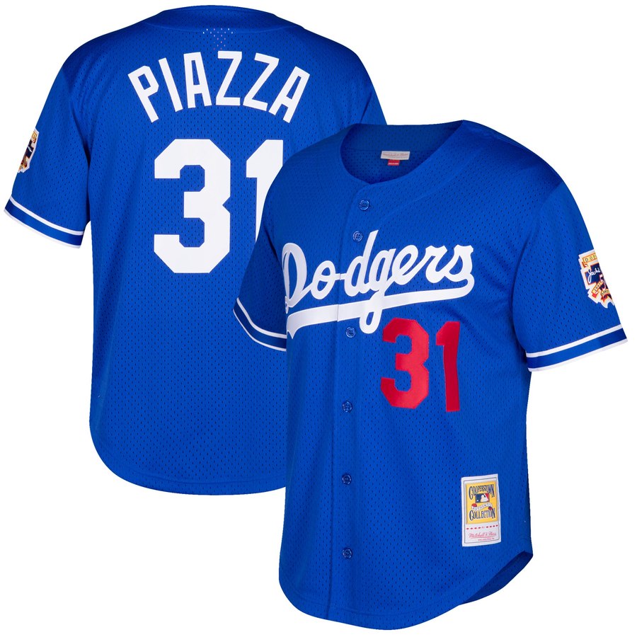 Mike Piazza Los Angeles Dodgers Mitchell & Ness Youth Cooperstown Collection Mesh Batting Practice Jersey - Royal, Size: XL, Blue