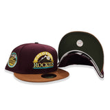 Maroon Colorado Rockies Toast Visor Olive Green Bottom 10th Years Anniversary Side Patch New Era 59Fifty Fitted