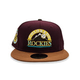 Maroon Colorado Rockies Toast Visor Olive Green Bottom 10th Years Anniversary Side Patch New Era 59Fifty Fitted