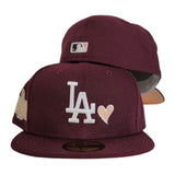 Maroon Heart Los Angeles Dodgers Peach Bottom 2020 World Champions New Era 59Fifty Fitted