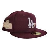 Maroon Heart Los Angeles Dodgers Peach Bottom 2020 World Champions New Era 59Fifty Fitted