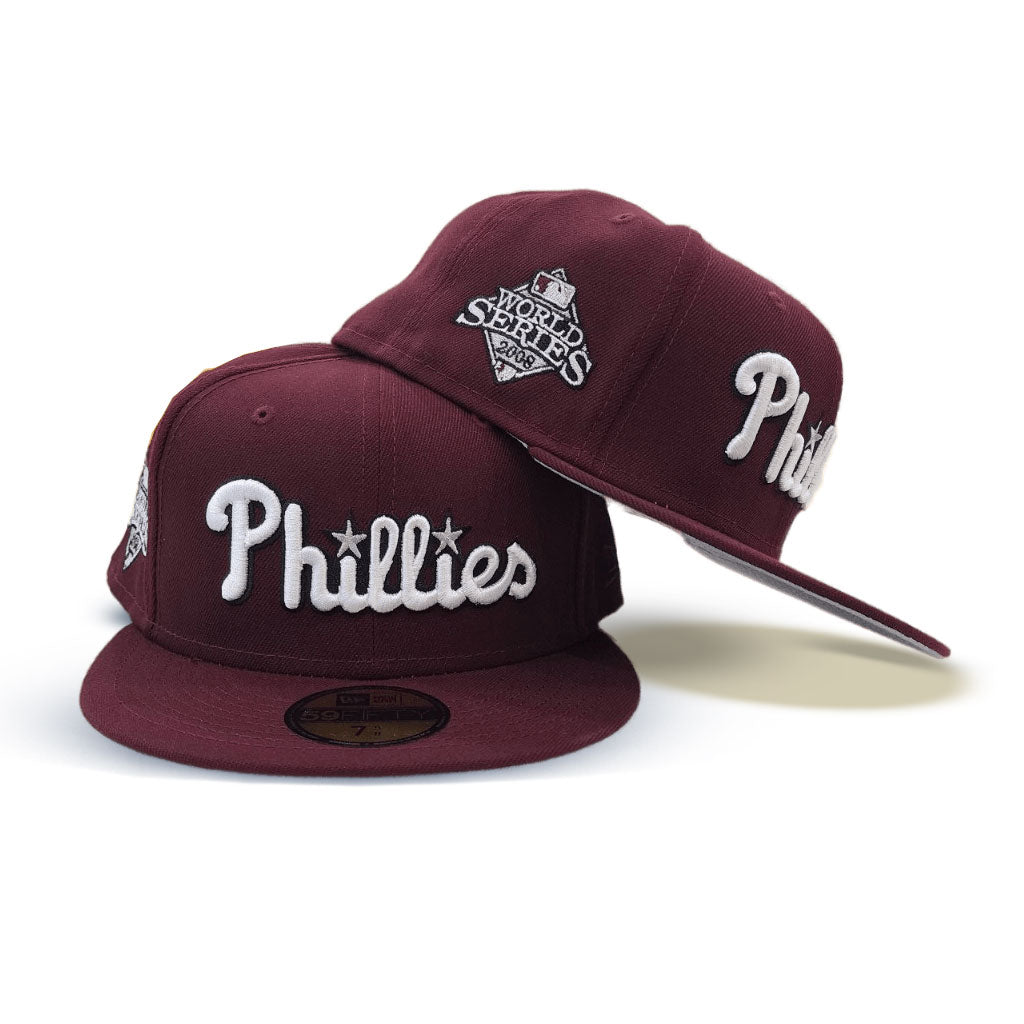 Maroon Philadelphia Phillies Gray Bottom 2008 World Series Side Patch New  Era 59Fifty Fitted