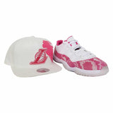 Matching Los Angeles Lakers Mitchell & Ness Snapback Hat For Jordan 11 Low Pink Snakeskin