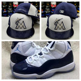 Matching New Era 59Fifty Miami Marlins Fitted Hat for Jordan 11 Midnight Navy