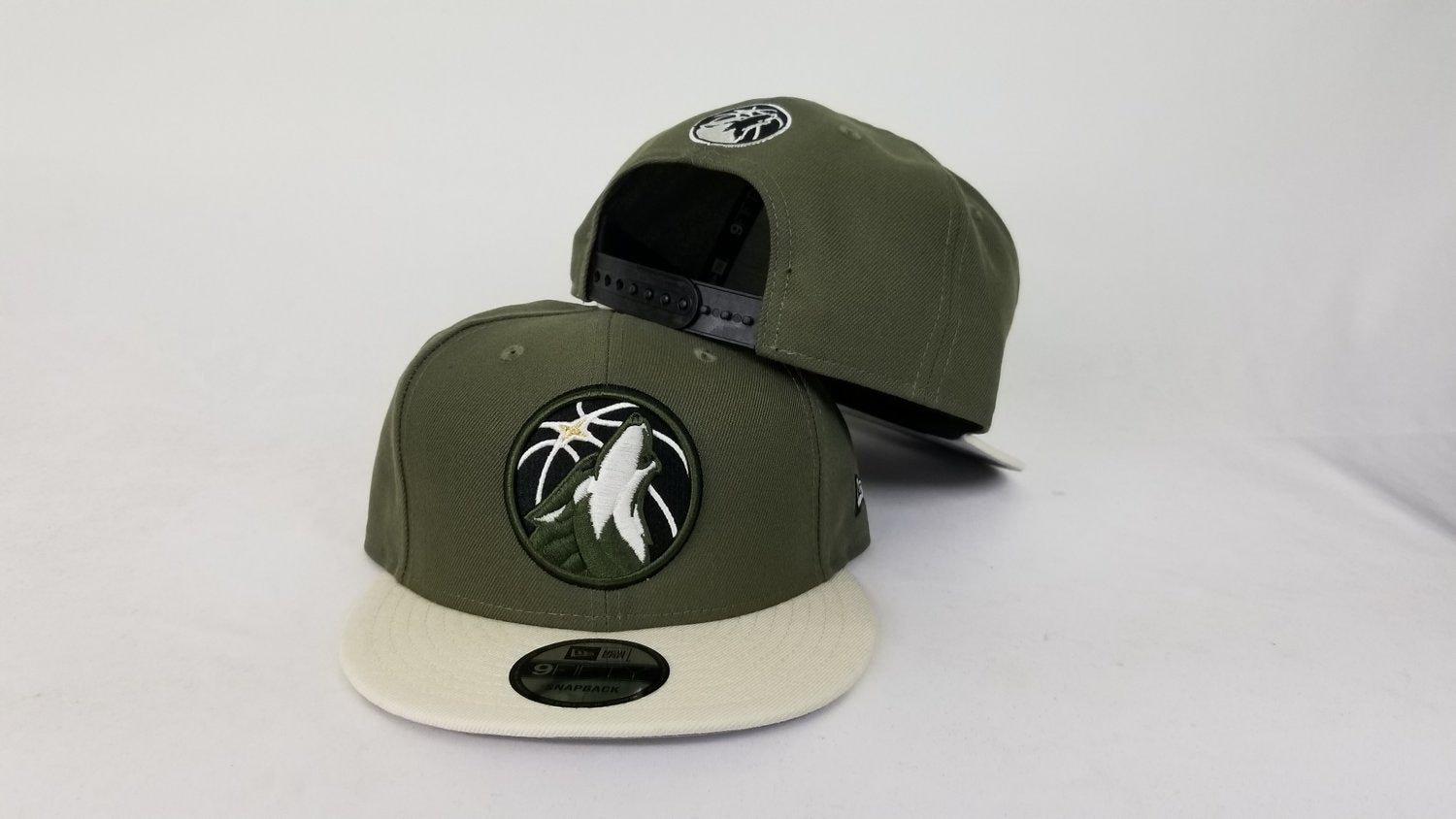 Matching New Era 9Fifty Olive Green Minnesota Timberwolves Snapback Hat for Jordan 12 Chris Paul