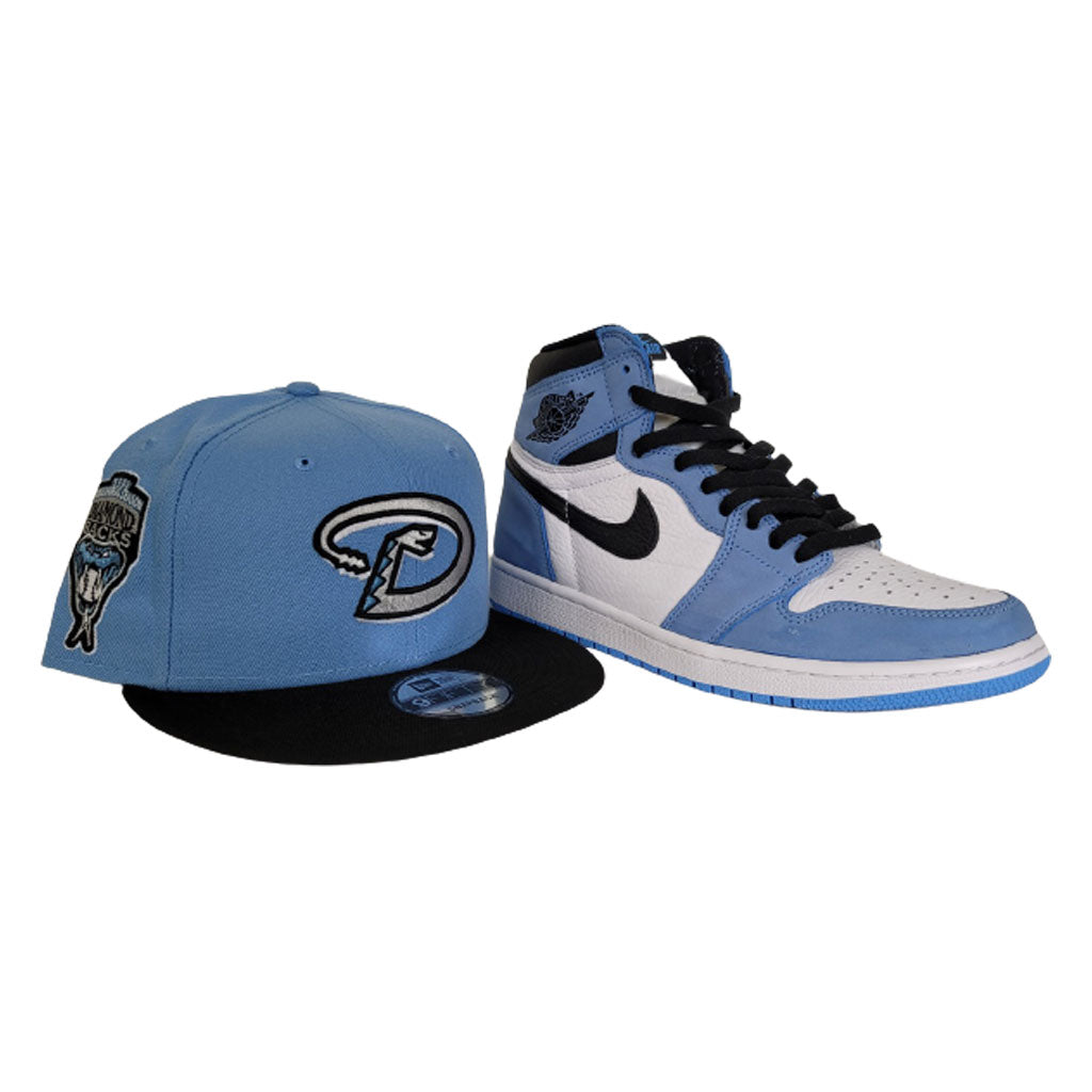 Matching New Era Arizona Diamondbacks Jays 9Fifty Snapback Hat for Jordan 1 University Blue
