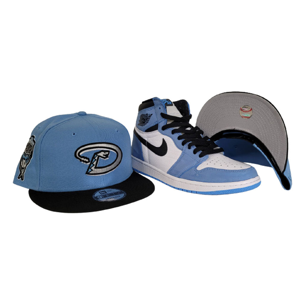 Matching New Era Arizona Diamondbacks Jays 9Fifty Snapback Hat for Jordan 1 University Blue