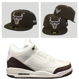 Matching New Era Brown Chicago Bulls Fitted Hat For Jordan 3 White Mocha