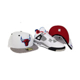 Matching New Era Cement Print Chicago Bulls Fitted Hat For Jordan 4 What The