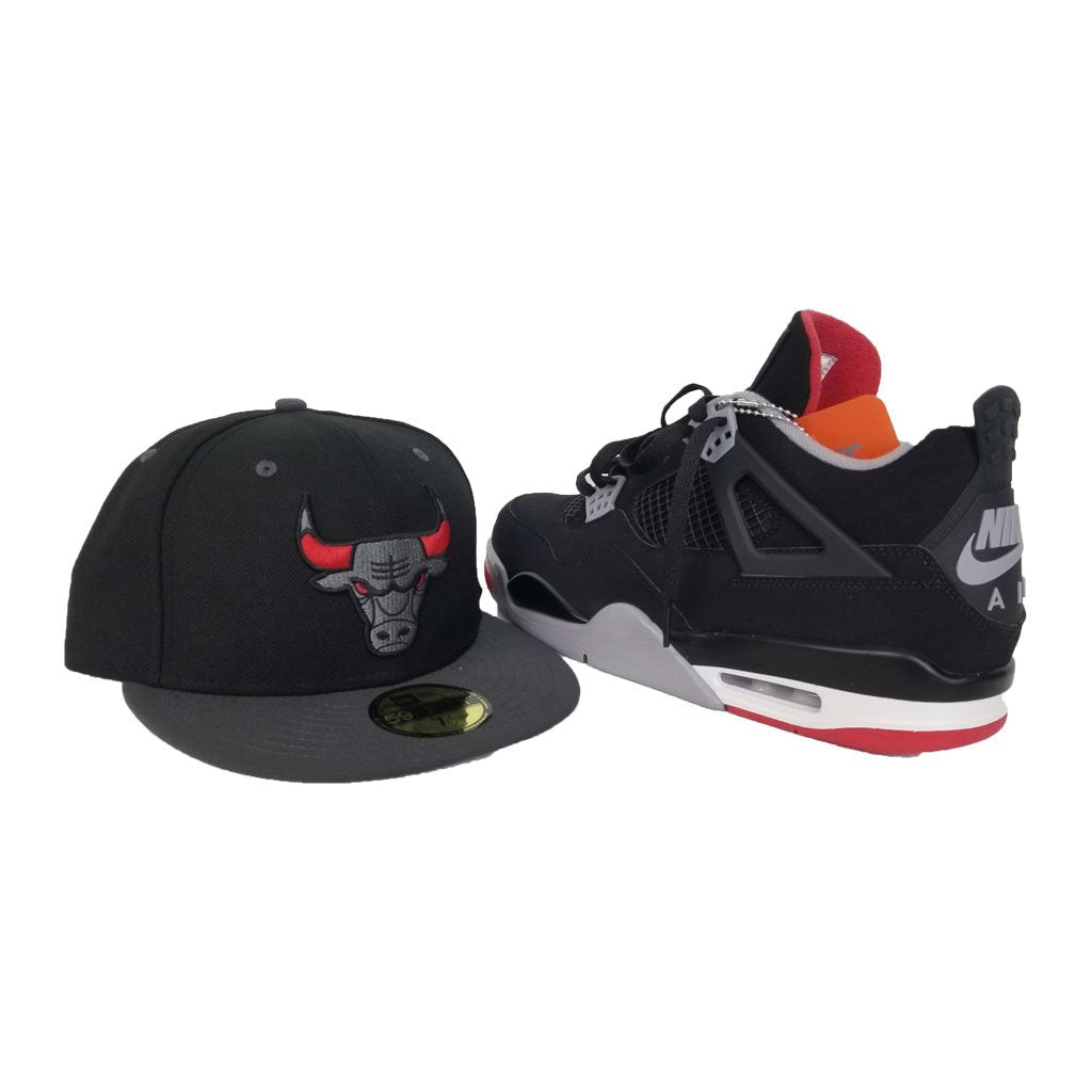 Matching New Era Chicago Bulls 59Fifty Fitted Hat for Jordan 4 Bred