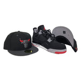 Matching New Era Chicago Bulls 59Fifty Fitted Hat for Jordan 4 Bred