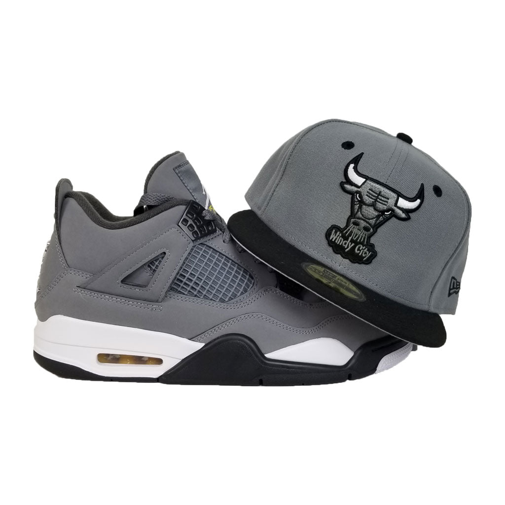 Matching New Era Chicago Bulls 59Fifty Fitted Hat for Jordan 4 Cool Grey