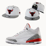 Matching New Era Chicago Bulls Cement Print 9Fifty Snapback Hat For Jordan 3 Katrina