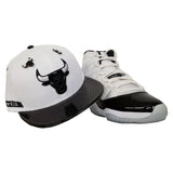 Matching New Era Chicago Bulls Dual Pin Snapback for Jordan 11 White Black Concord