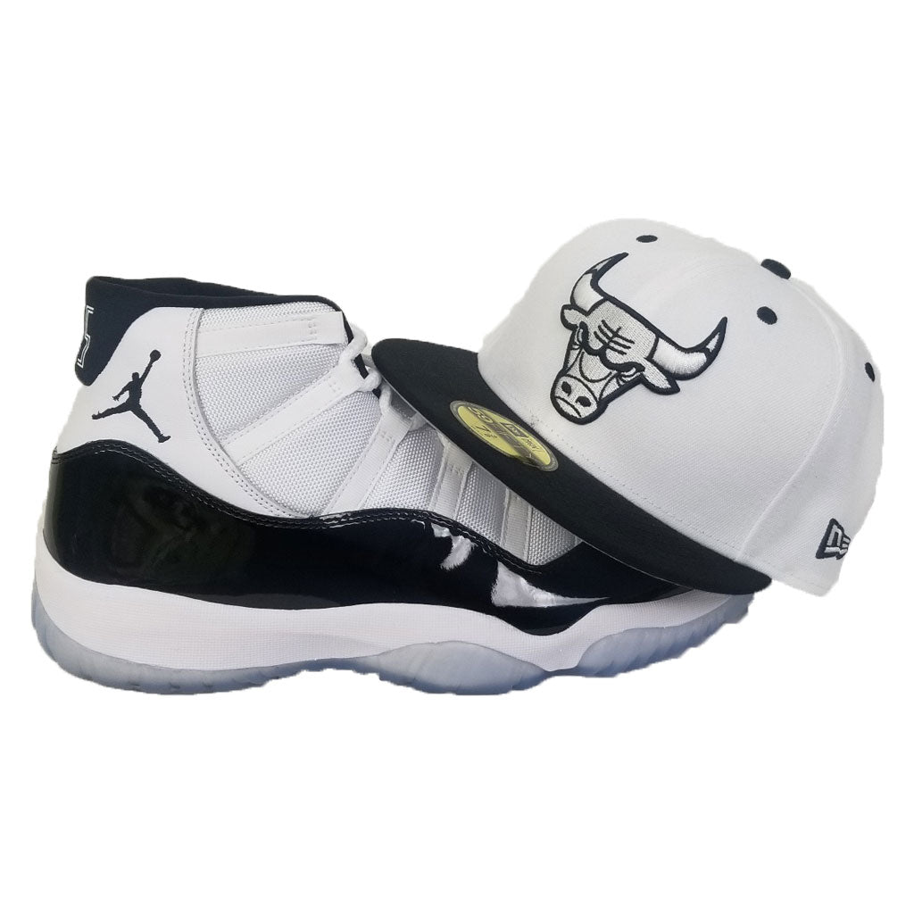 Matching New Era Chicago Bulls Fitted for Jordan 11 White Black Concord