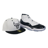 Matching New Era Chicago Bulls Fitted for Jordan 11 White Black Concord