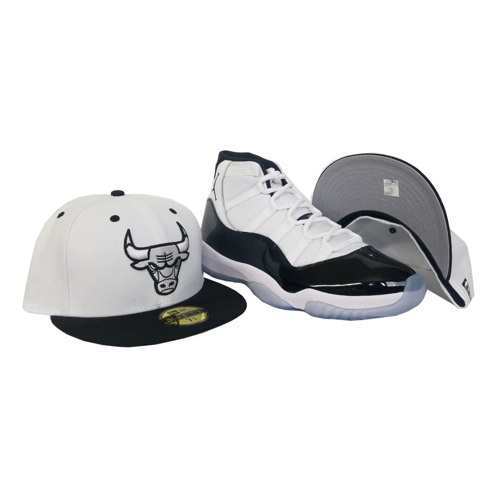 Matching New Era Chicago Bulls Fitted for Jordan 11 White Black Concord
